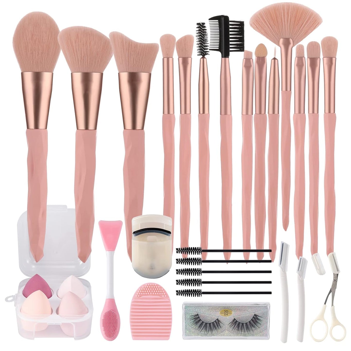 Pink Blue Gradient Makeup Brushes and Makeup Sponges Set Makeup Brushes Set Natural Synthetic Eye Shadow Foundation Make-Up Brush Set Professional Makeup Brush and Tool Accessories………